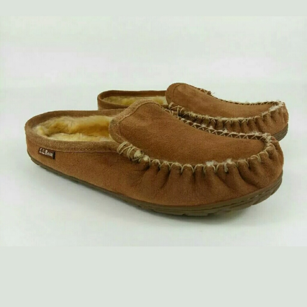 L.L. Bean Slip On Shearling Leather Slippers